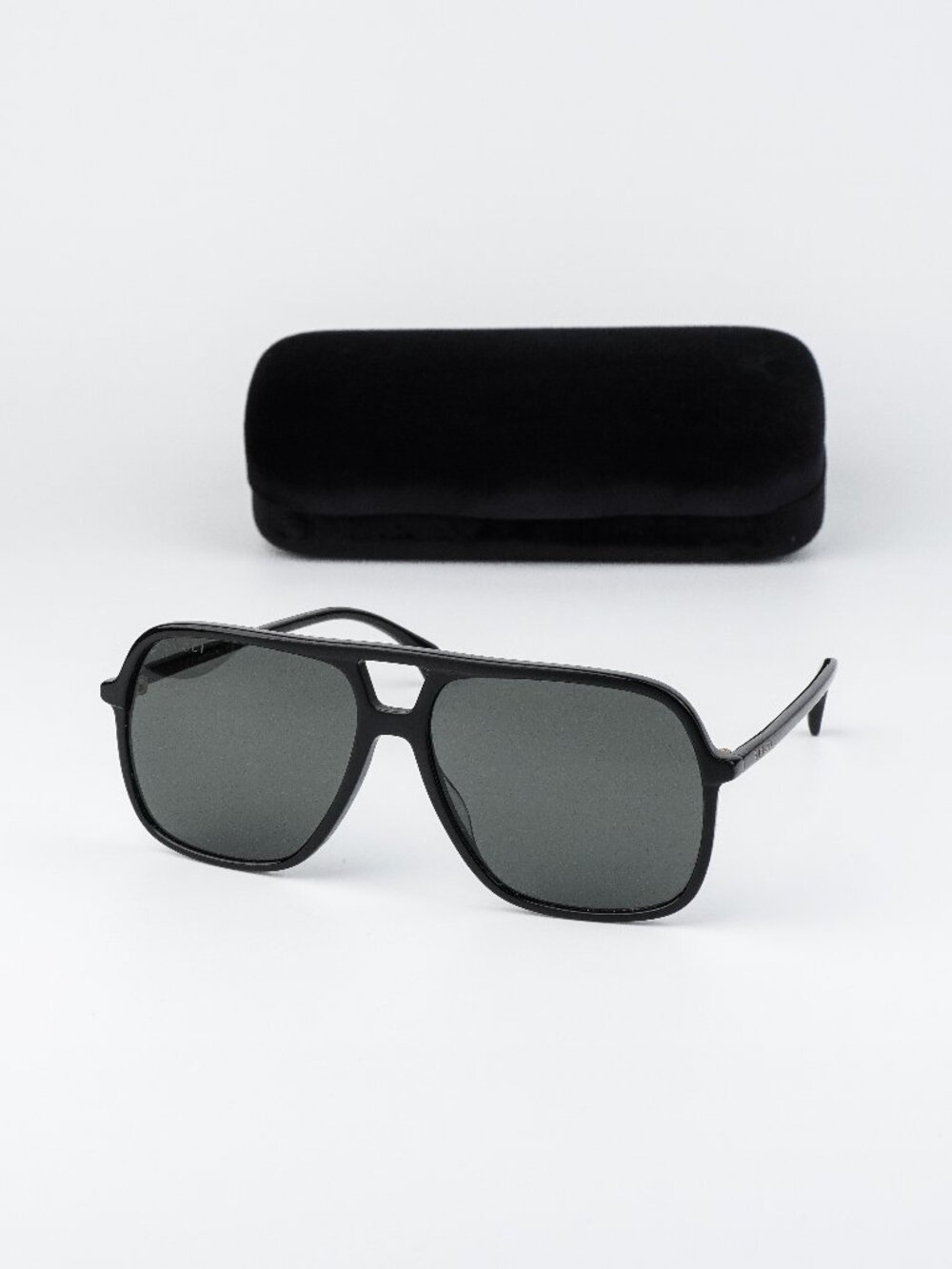 Gucci Women Sunglasses Black Grey Pilot Oversized GG0545S 001 NEW AUTHENTIC